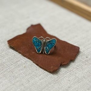 Vintage Stone Chip Butterfly Ring